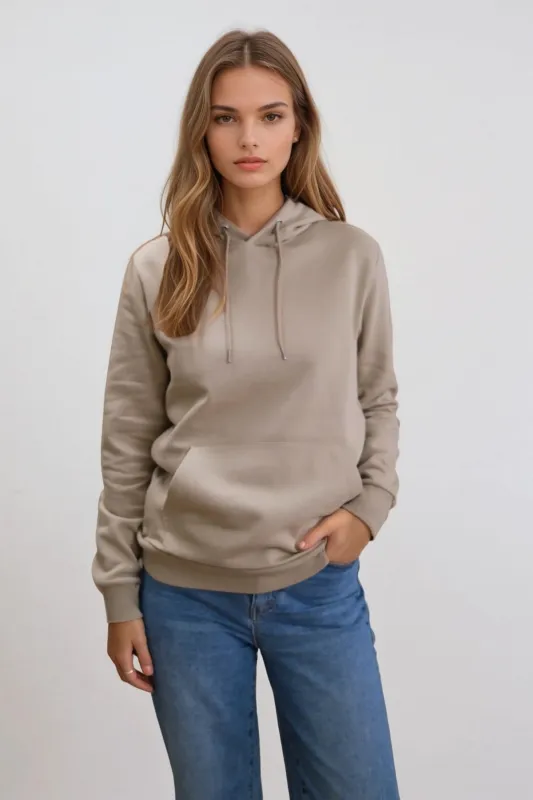 Boyfriend Sweat Hoodie - Mørk Beige sold by Teeshoppen