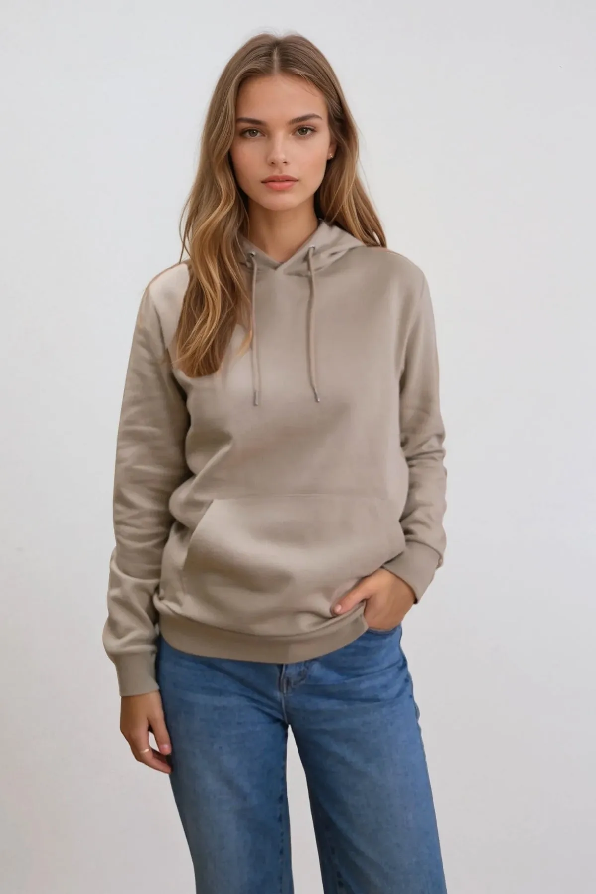 Boyfriend Sweat Hoodie - Mørk Beige sold by Teeshoppen