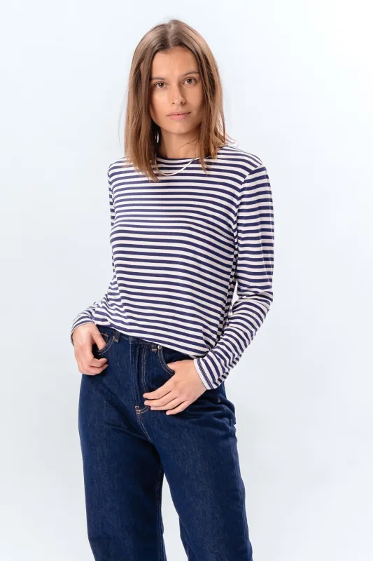 Stribet Langærmet Slim Fit - Blå made by Teeshoppen