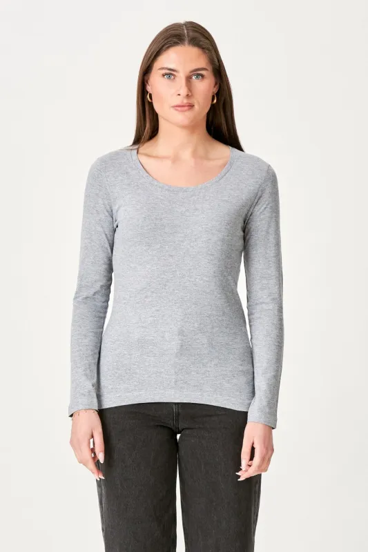 Basic langærmet T-shirt - Grå sold by Teeshoppen