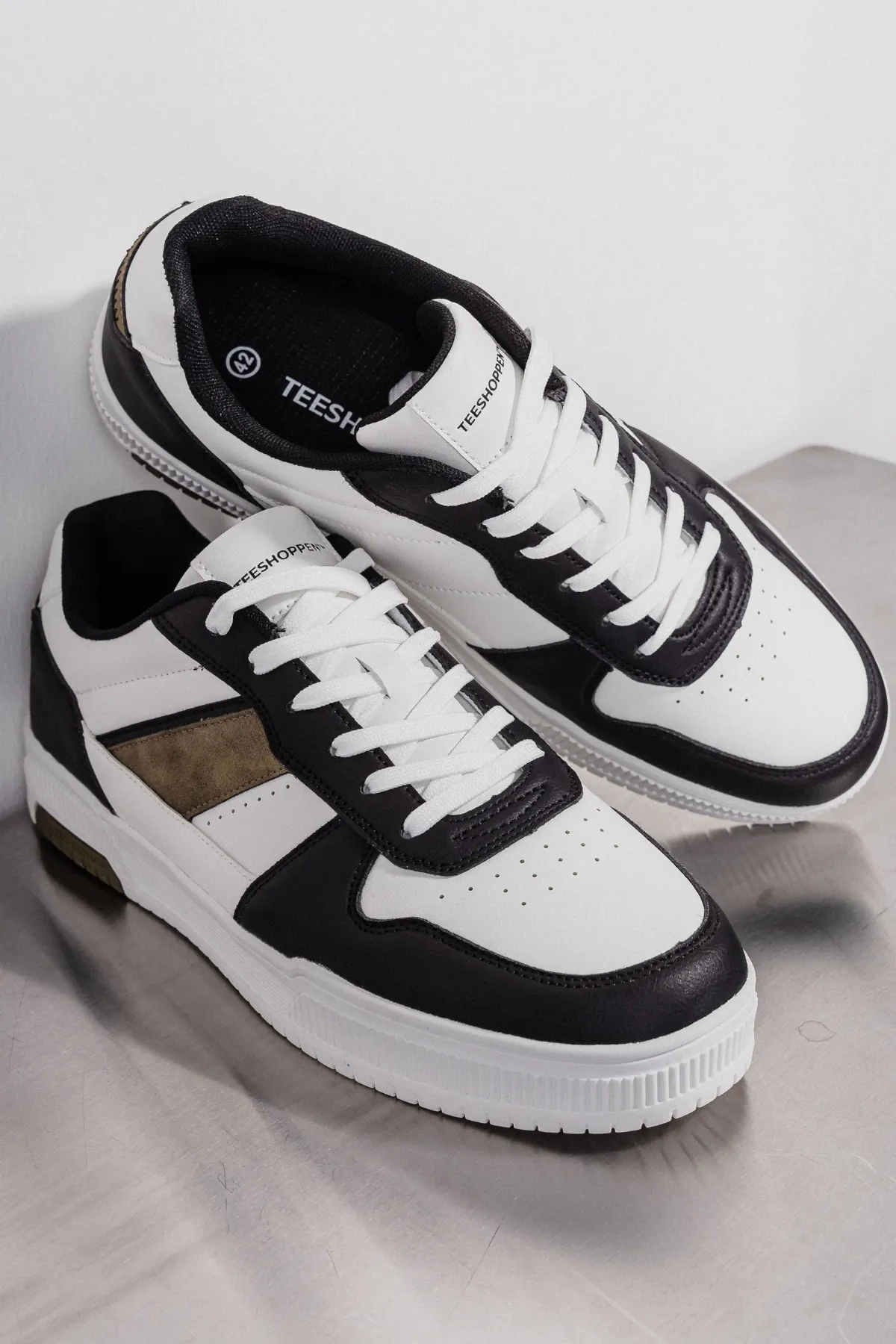 Classic Sneaker - White/Black/Khaki sold by Teeshoppen product image thumbnail 3