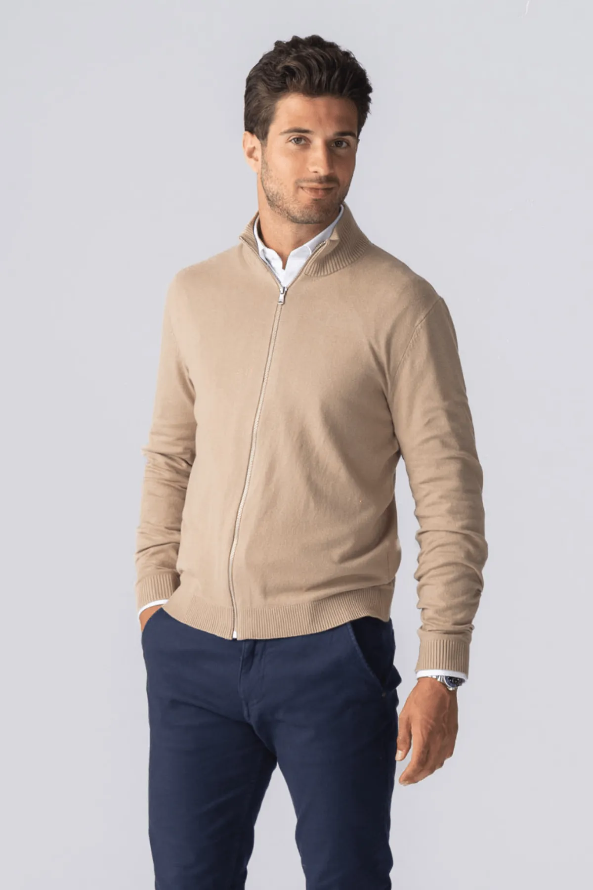 Pullover Zip Cardigan - Sand sold by Teeshoppen product image thumbnail 3