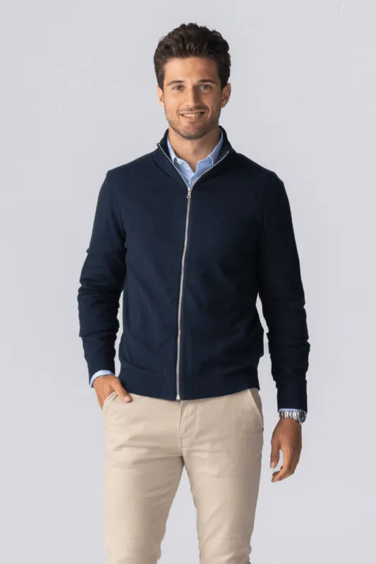 Pullover Zip Cardigan - Navy sold by Teeshoppen