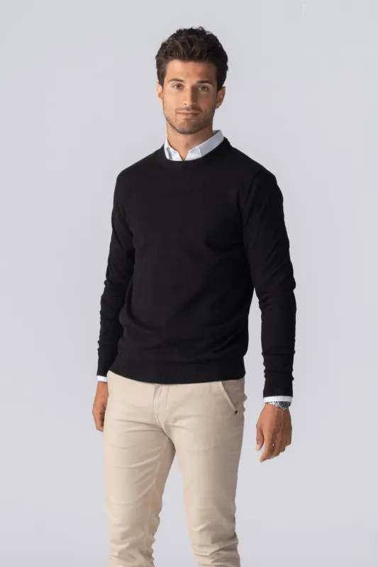 Pullover Rundhals - Sort made by Teeshoppen
