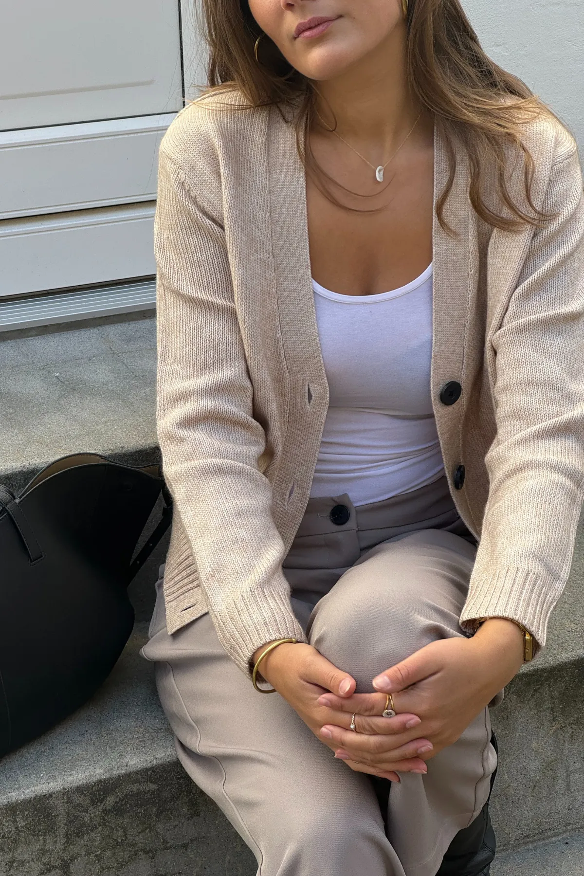 Strikket Cardigan - Beige sold by Teeshoppen product image thumbnail 4