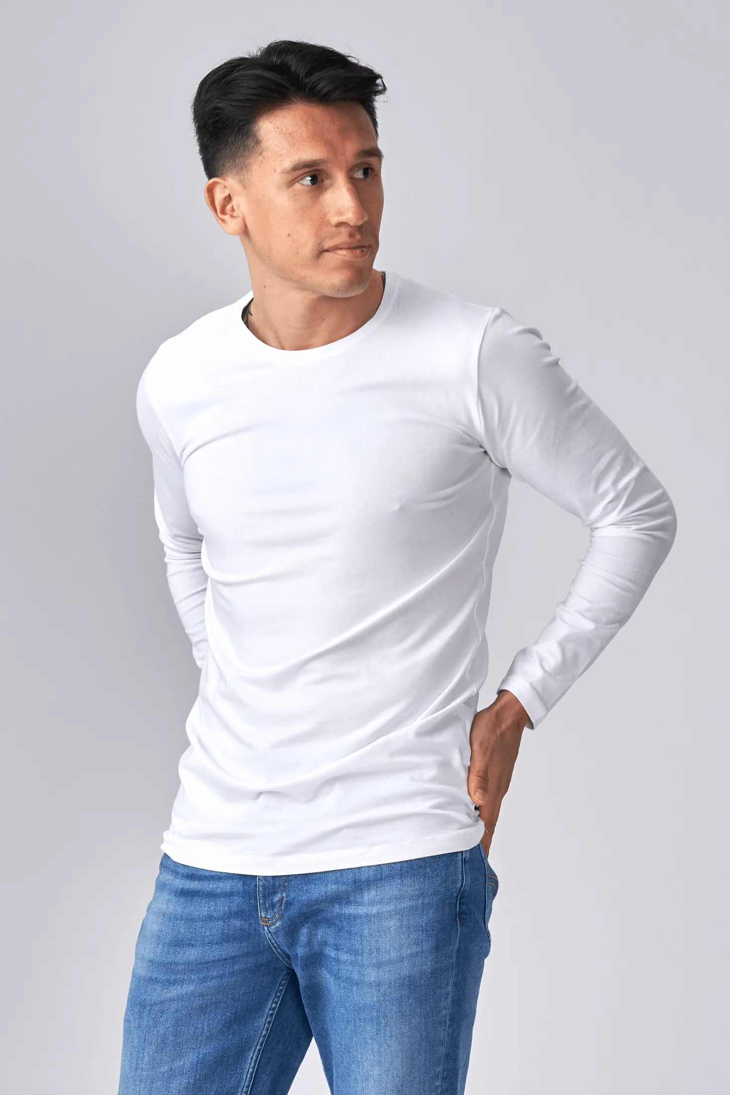 Langærmet Muscle T-shirt - Hvid sold by Teeshoppen product image thumbnail 2