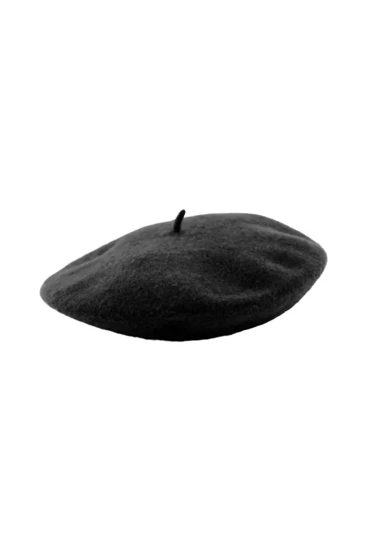 Fransk Uld Beret - Sort sold by Teeshoppen