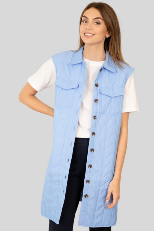 Magda Lang Quilted Vest - Hydrangea sold by Teeshoppen