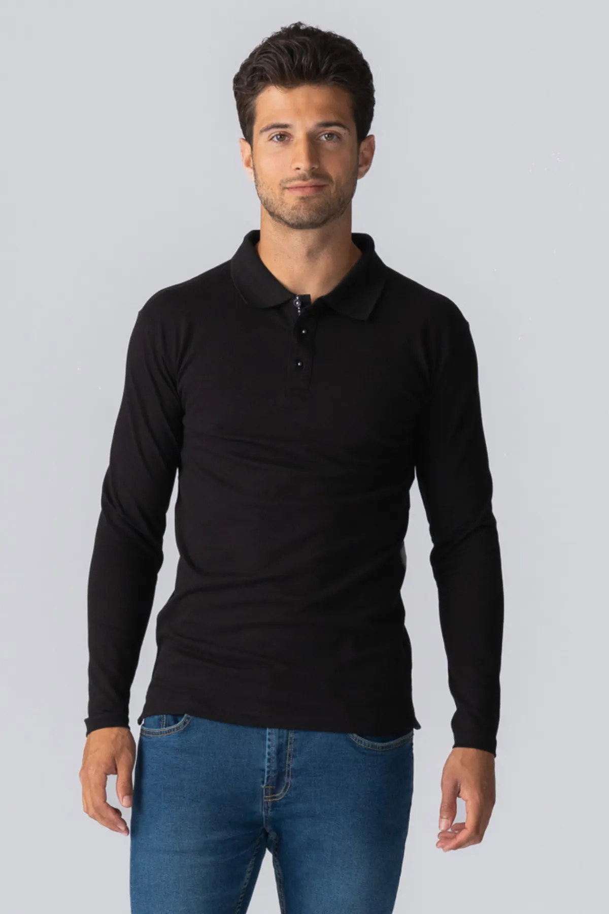 Muscle langærmet Polo Shirt - Sort sold by Teeshoppen