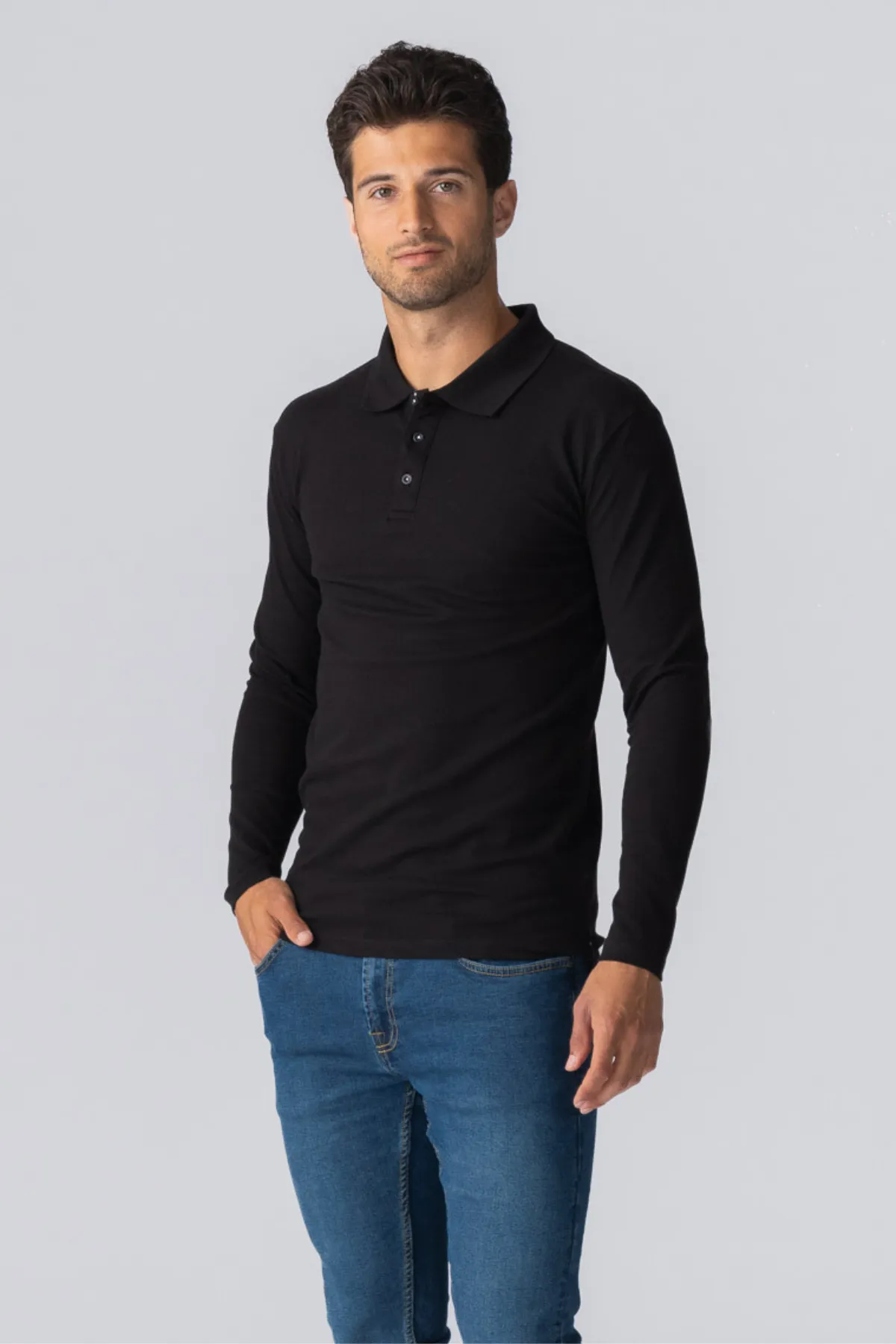 Muscle langærmet Polo Shirt - Sort sold by Teeshoppen product image thumbnail 2