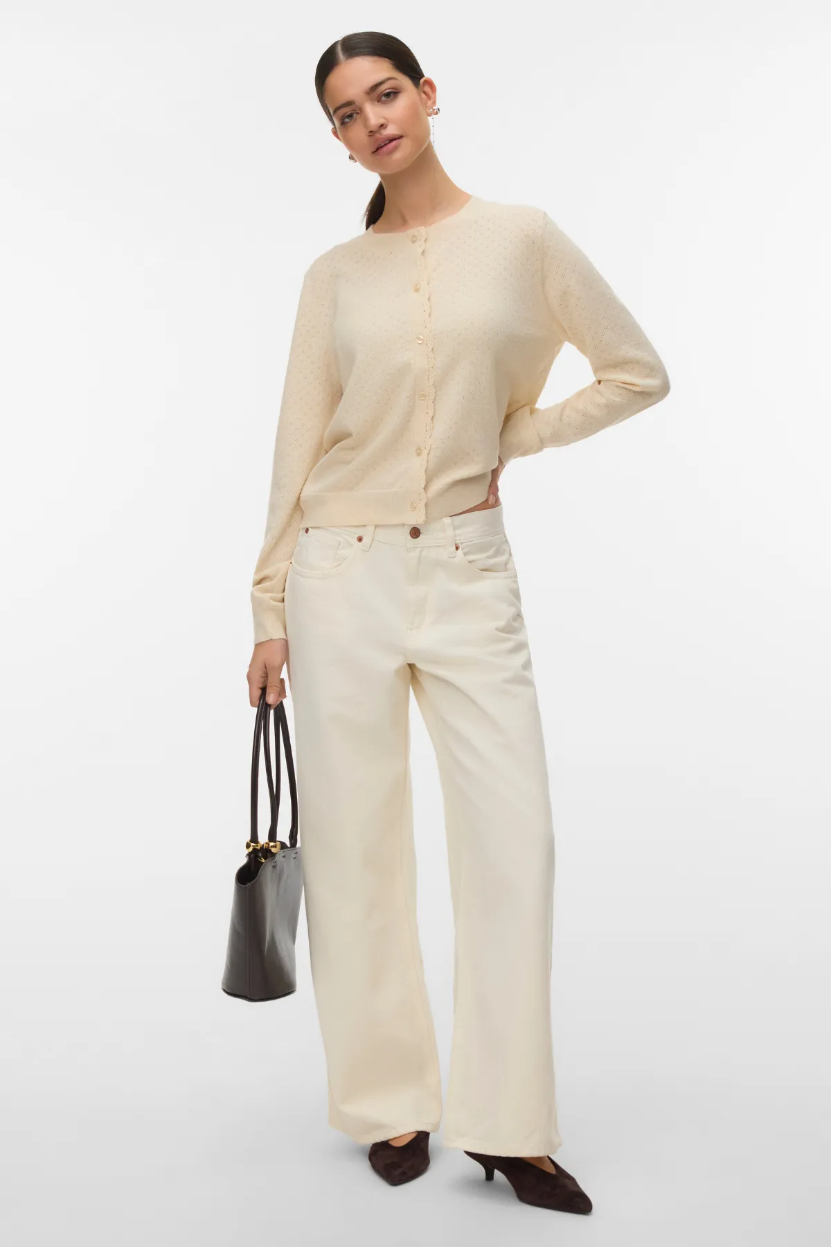 Marina Pointelle Cardigan - Birch sold by Teeshoppen product image thumbnail 2