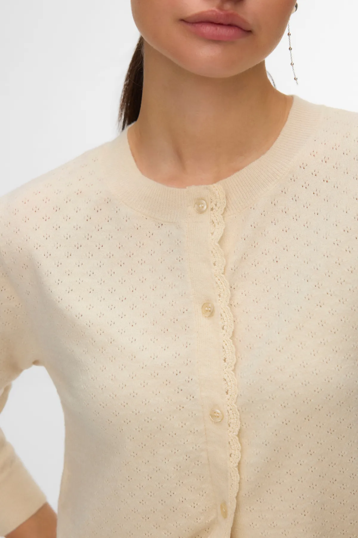 Marina Pointelle Cardigan - Birch sold by Teeshoppen product image thumbnail 3