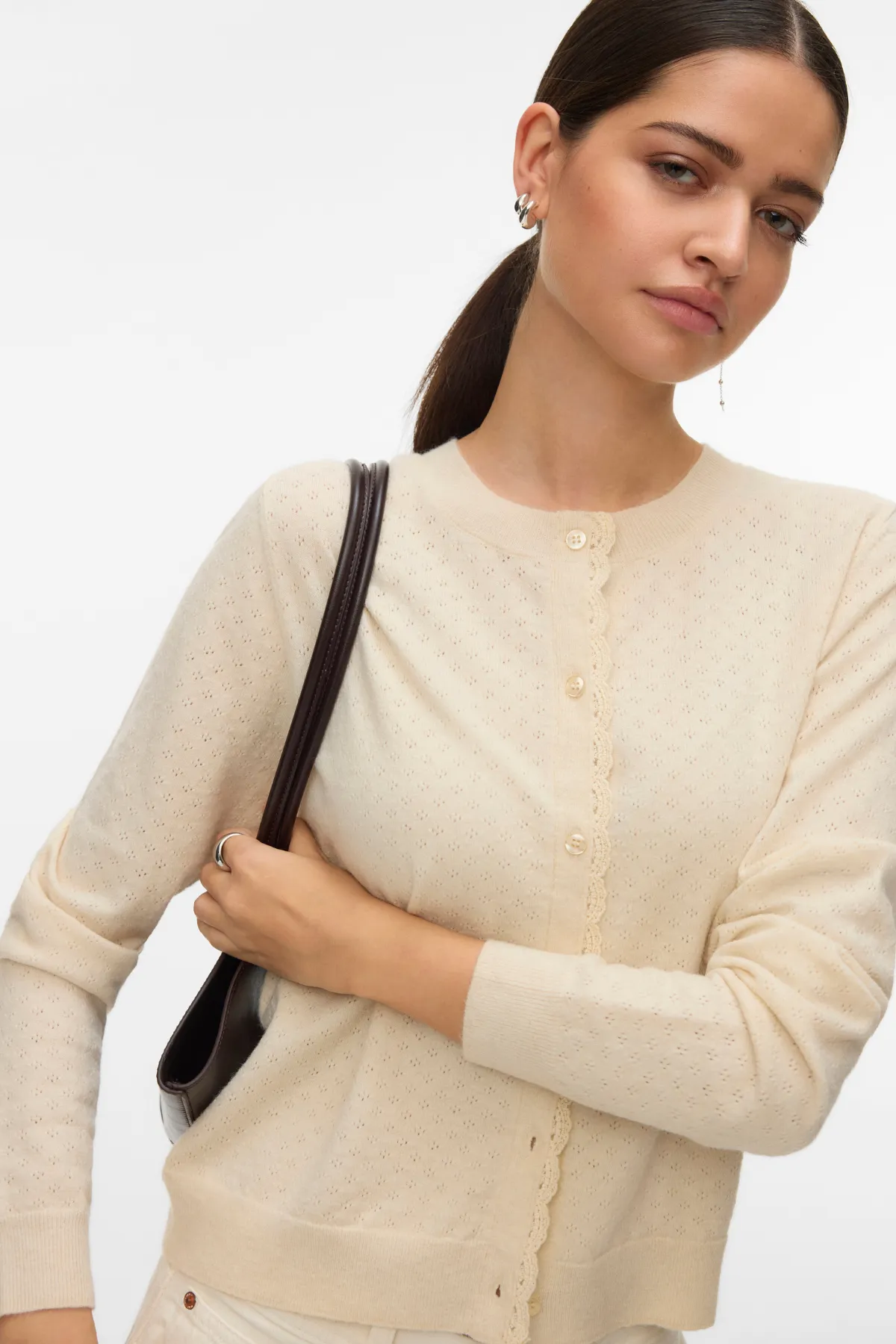 Marina Pointelle Cardigan - Birch sold by Teeshoppen