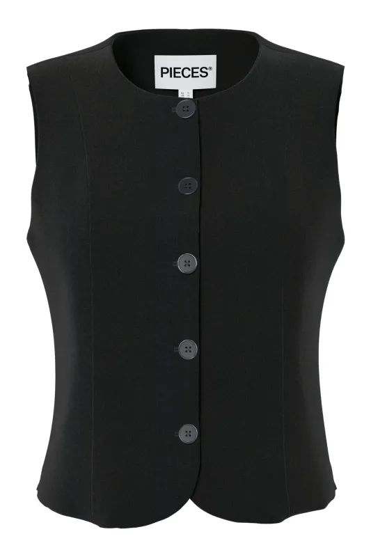 Kamil Fitted Vest - Sort made by PIECES