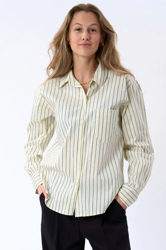 Thalia Stribet Trøje - Lysegul made by Teeshoppen
