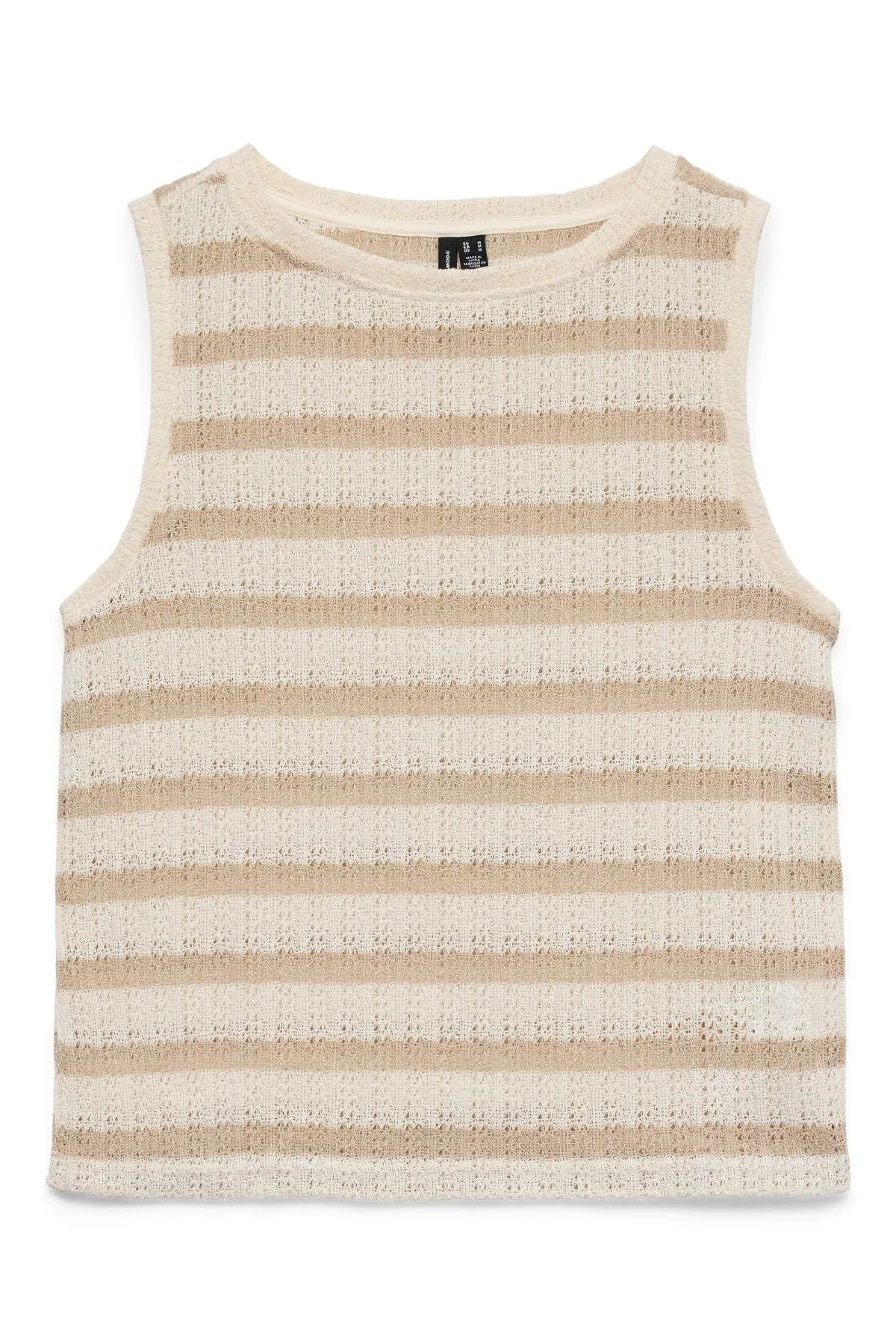 Freja Kortærmet Top - Stribet - Birch - Doeskin sold by Teeshoppen