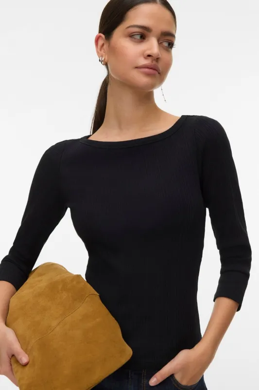 Verde Boatneck Top - Sort made by Teeshoppen