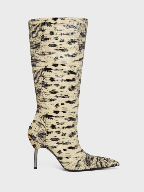 Carmine Boots Cream Lizard sold by KNWLS