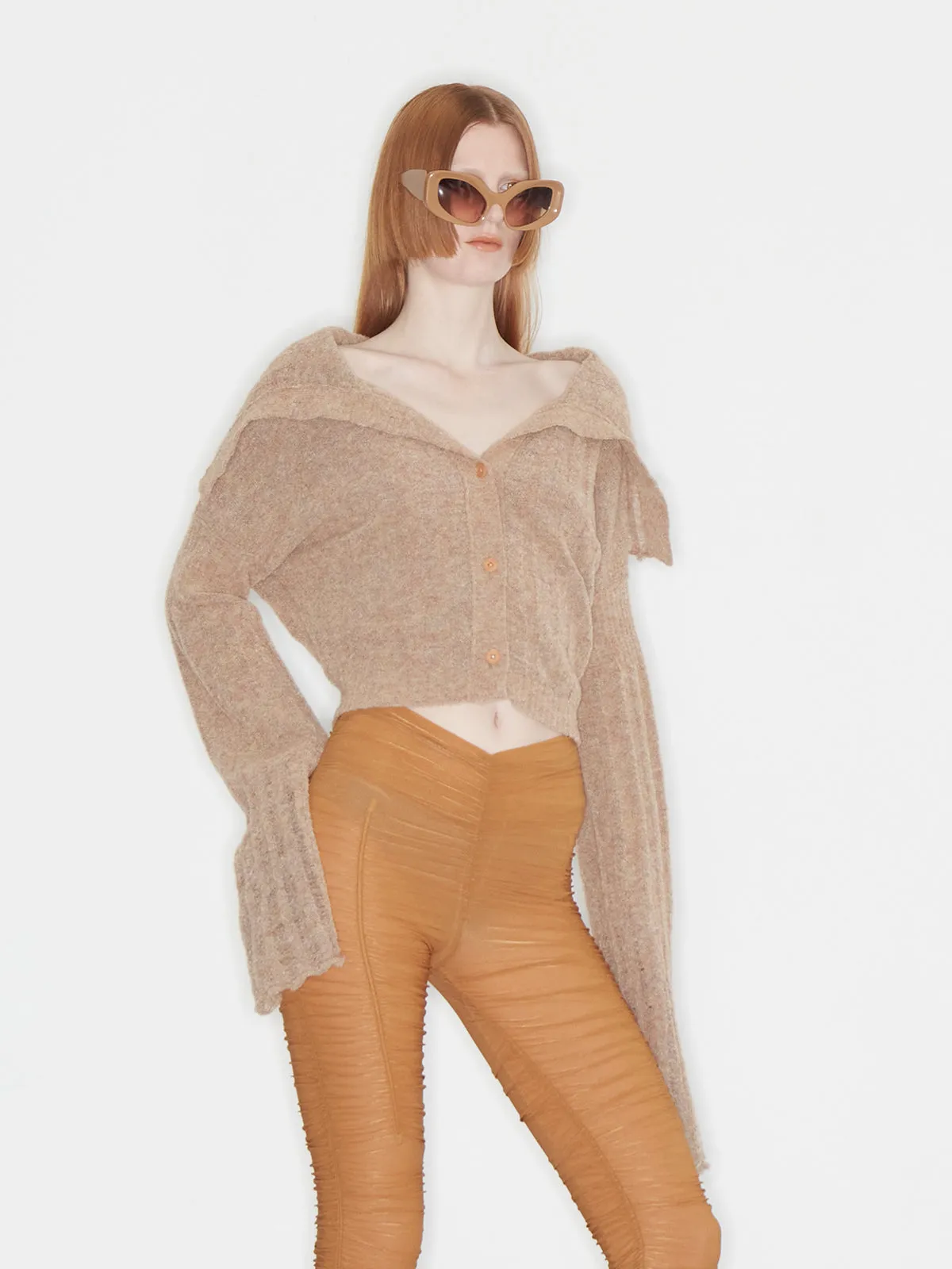 Cosma Cardigan Melange Beige sold by KNWLS