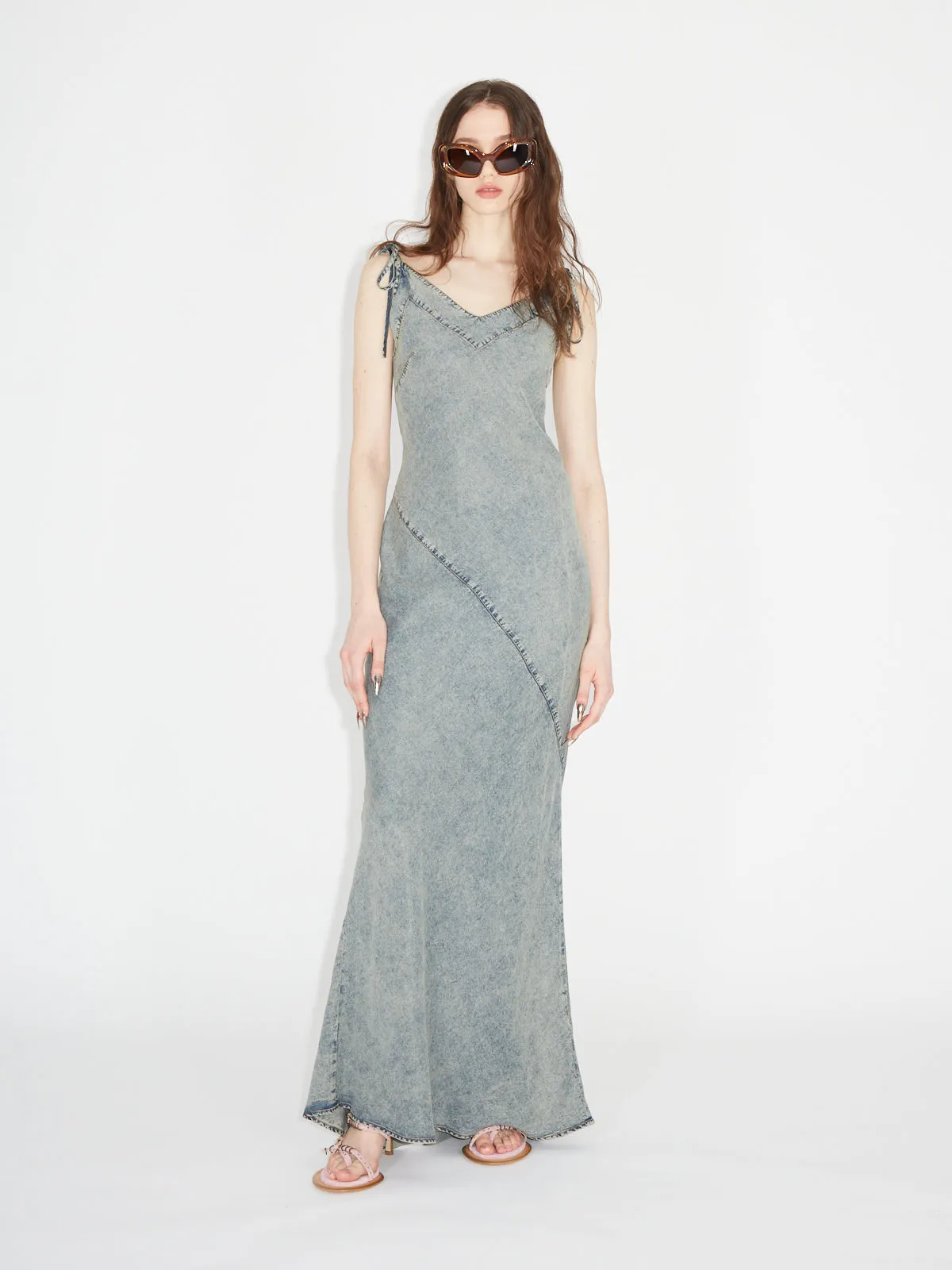 Issa Bias Dress Washed Blue sold by KNWLS