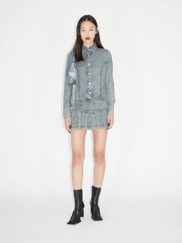 Issa Shirt Dress Washed Blue sold by KNWLS