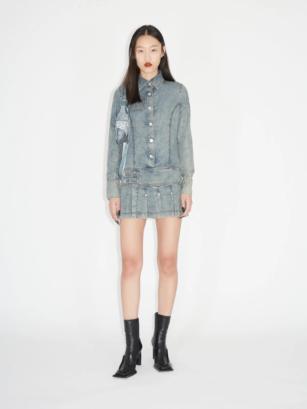 Issa Shirt Dress Washed Blue sold by KNWLS