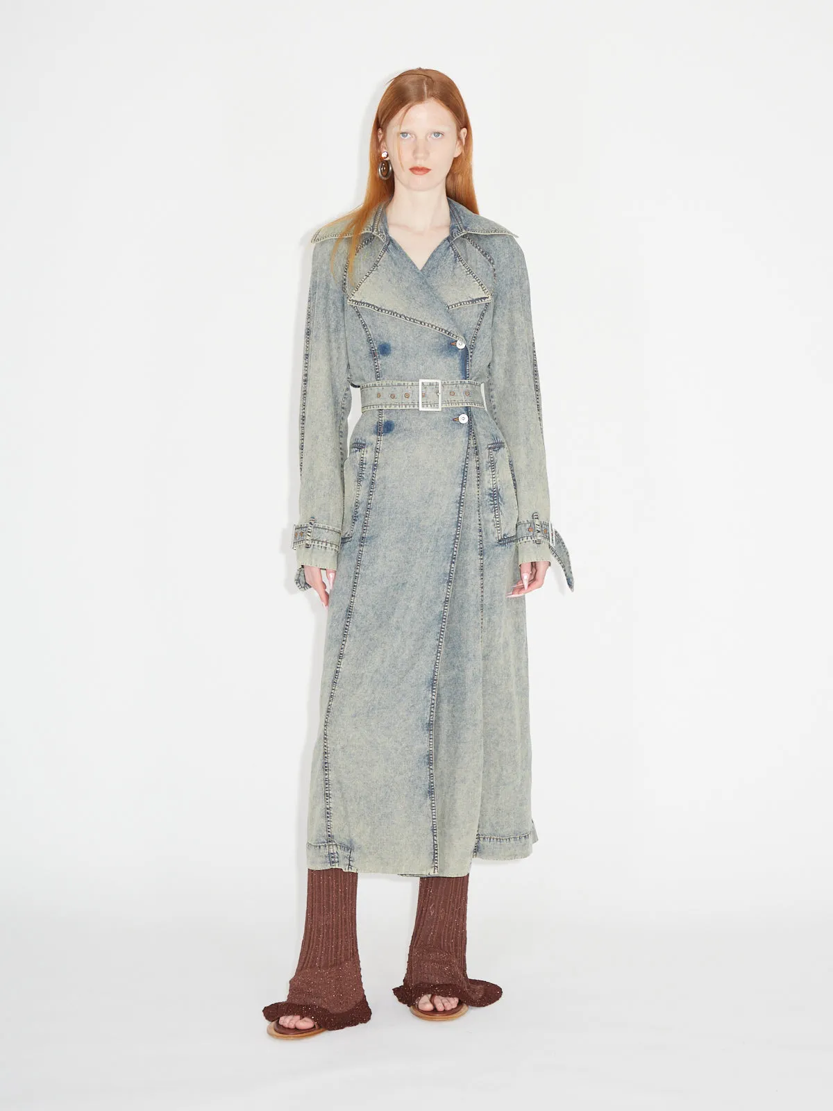 Issa Trench Coat Washed Blue sold by KNWLS