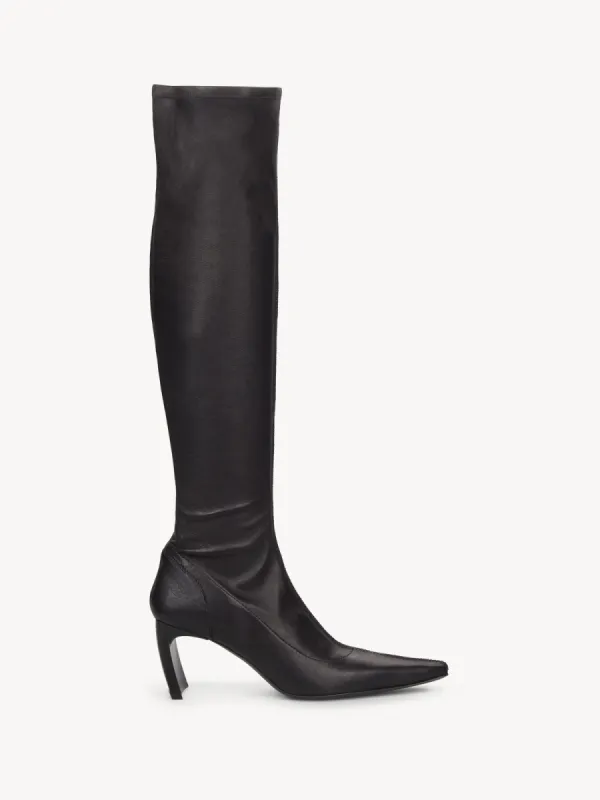 Serpent Knee High Sock Boots Black sold by KNWLS