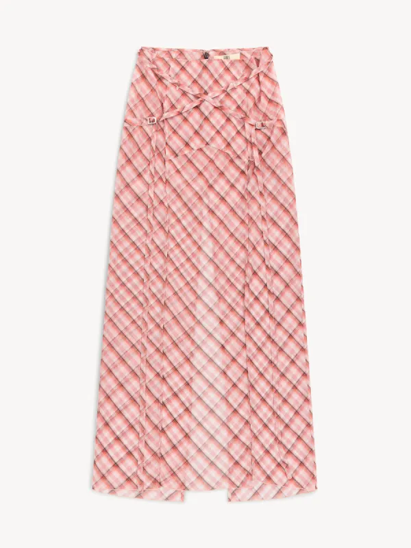 Thrall Skirt Moto Check Pink made by KNWLS