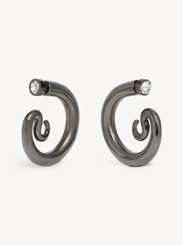 KNWLS x Panconesi Serpent Large Hoop Earrings Gunmetal made by KNWLS