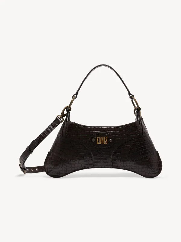 Razr Bag Espresso Croc sold by KNWLS