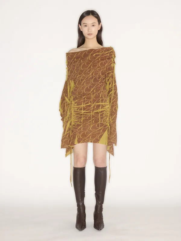 MG-Petrol Dress Rust Chartreuse sold by KNWLS