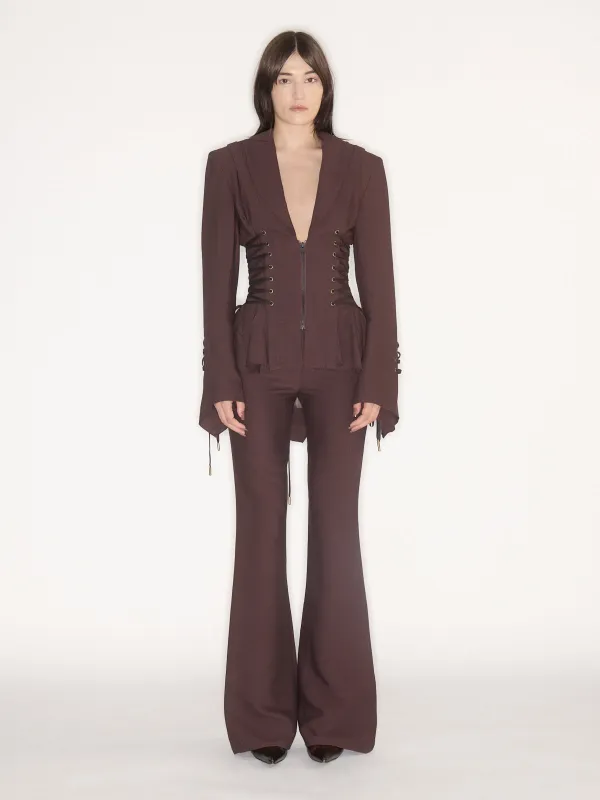 Moxie Trousers Aubergine sold by KNWLS