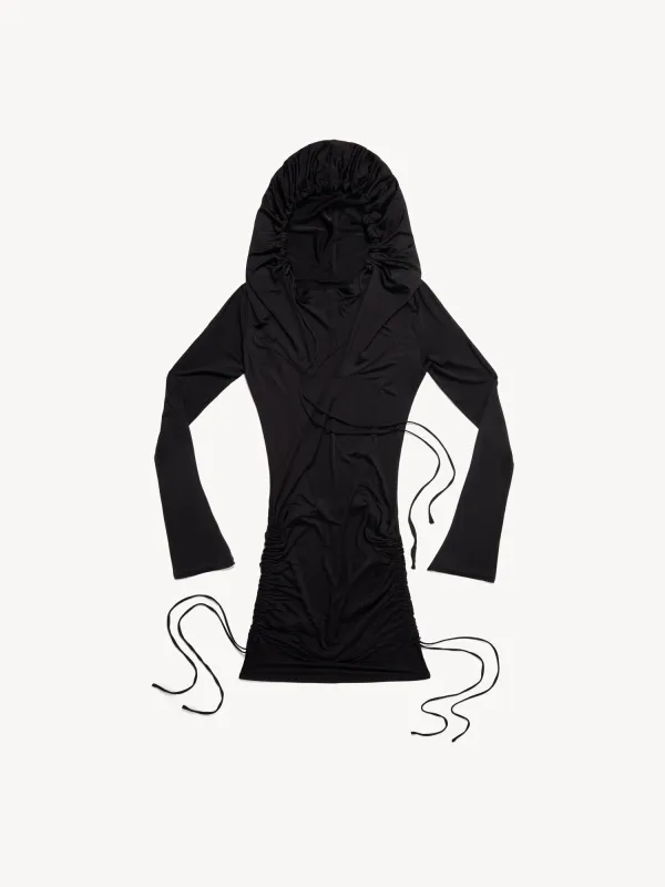 CU Hooded Dress Black made by KNWLS