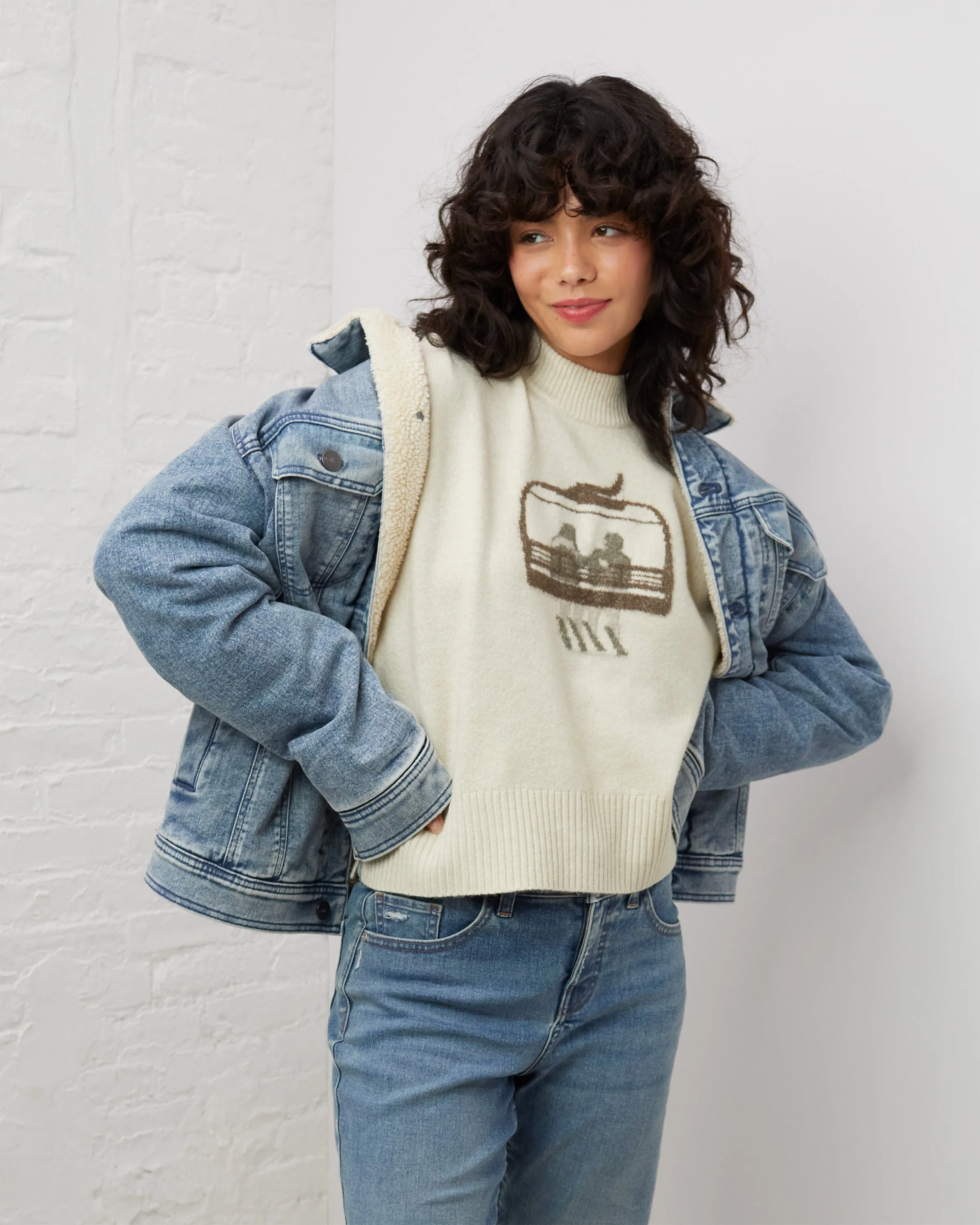 Sherpa-Lined Denim Jacket sold by UpWest product image thumbnail 4