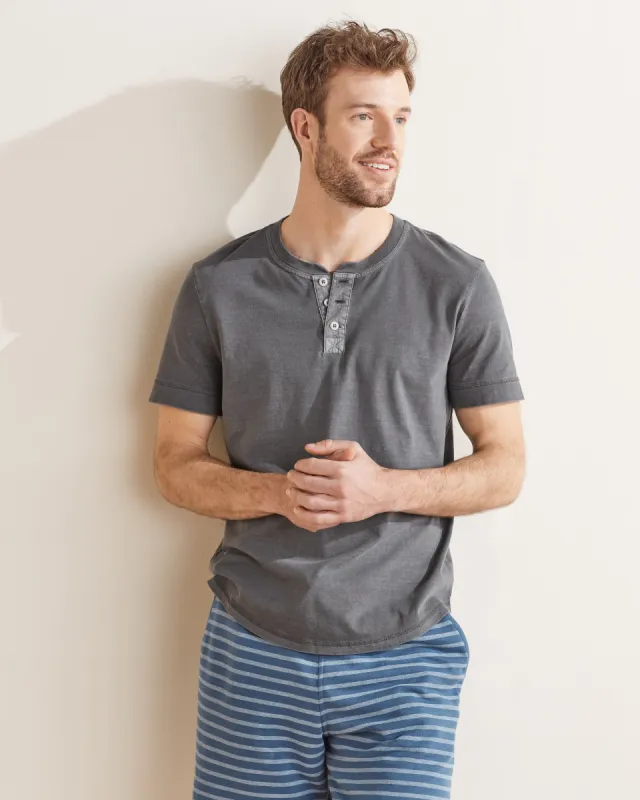 Woven Trim Henley sold by UpWest