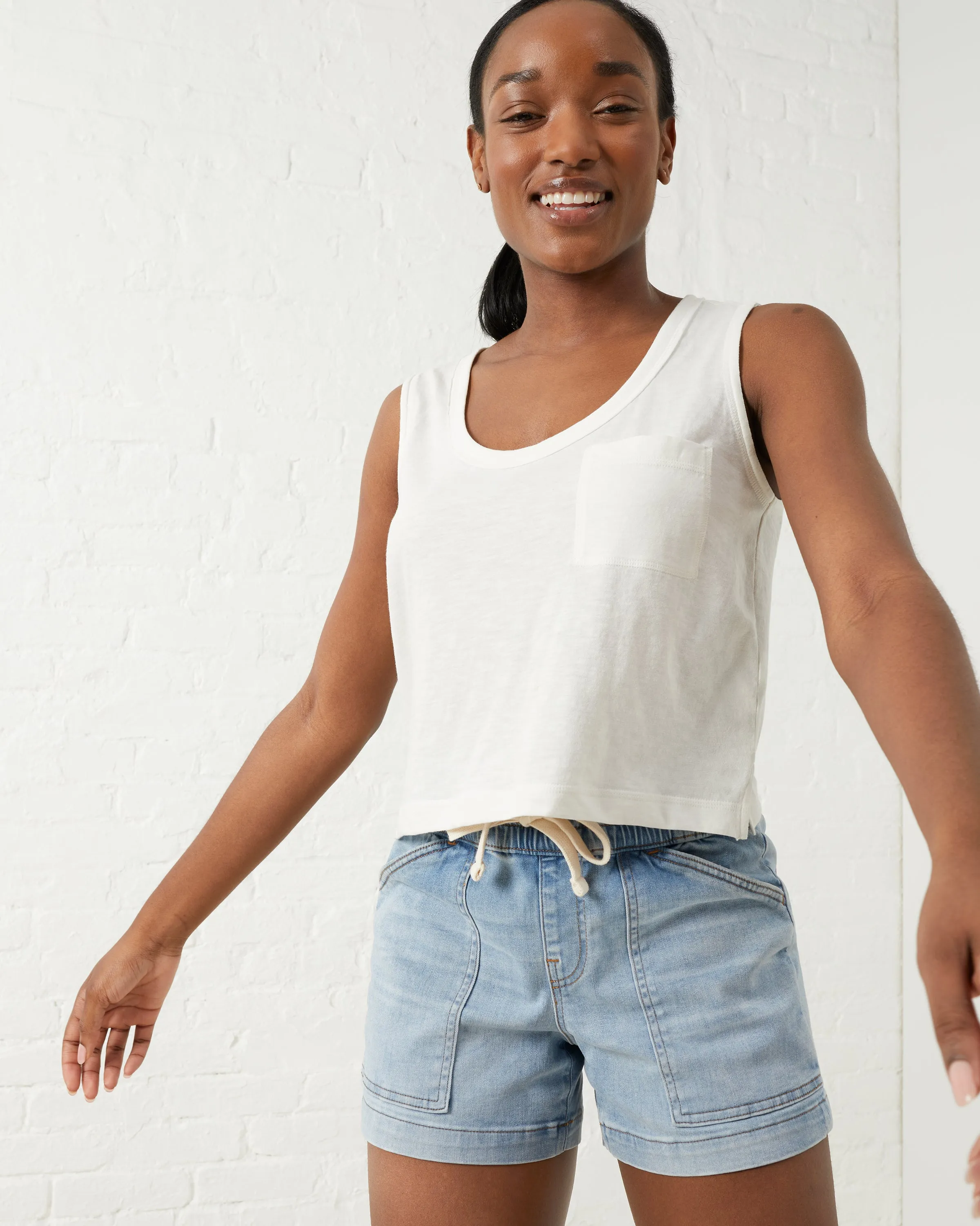Clean Cotton Slub Cropped Tank sold by UpWest