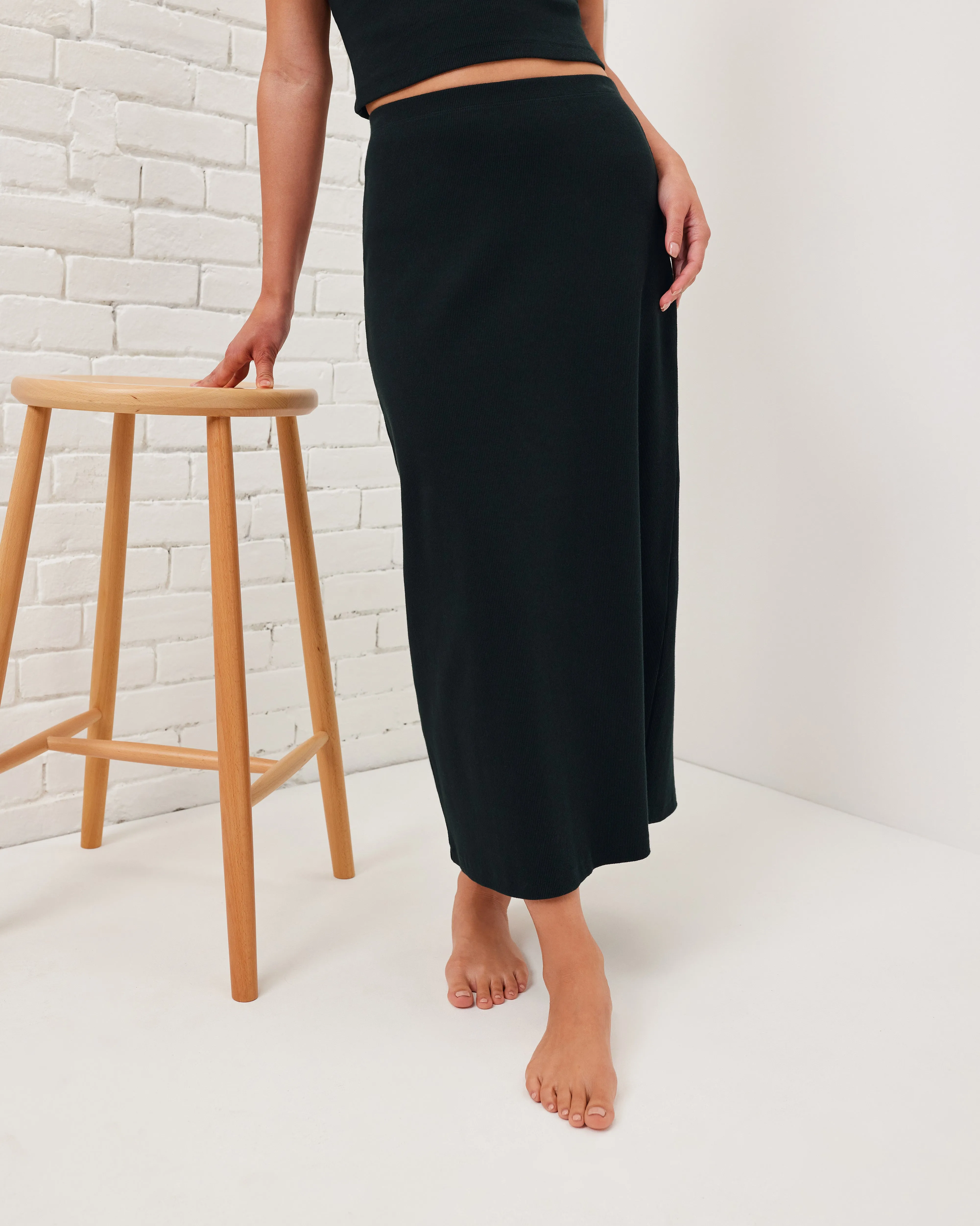Stretch Cotton Rib Midi Skirt sold by UpWest