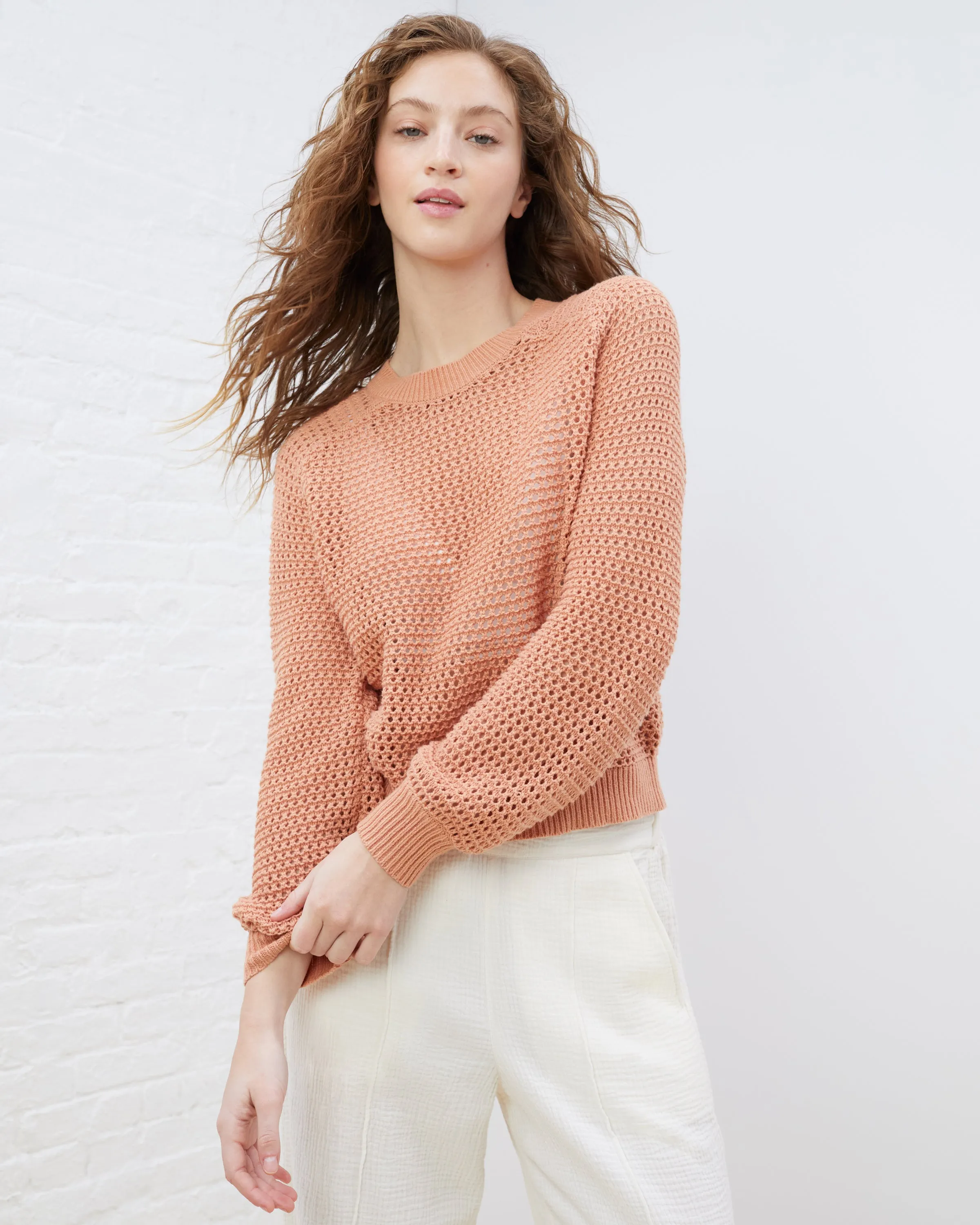 Beachy Open Stitch Crewneck Sweater sold by UpWest