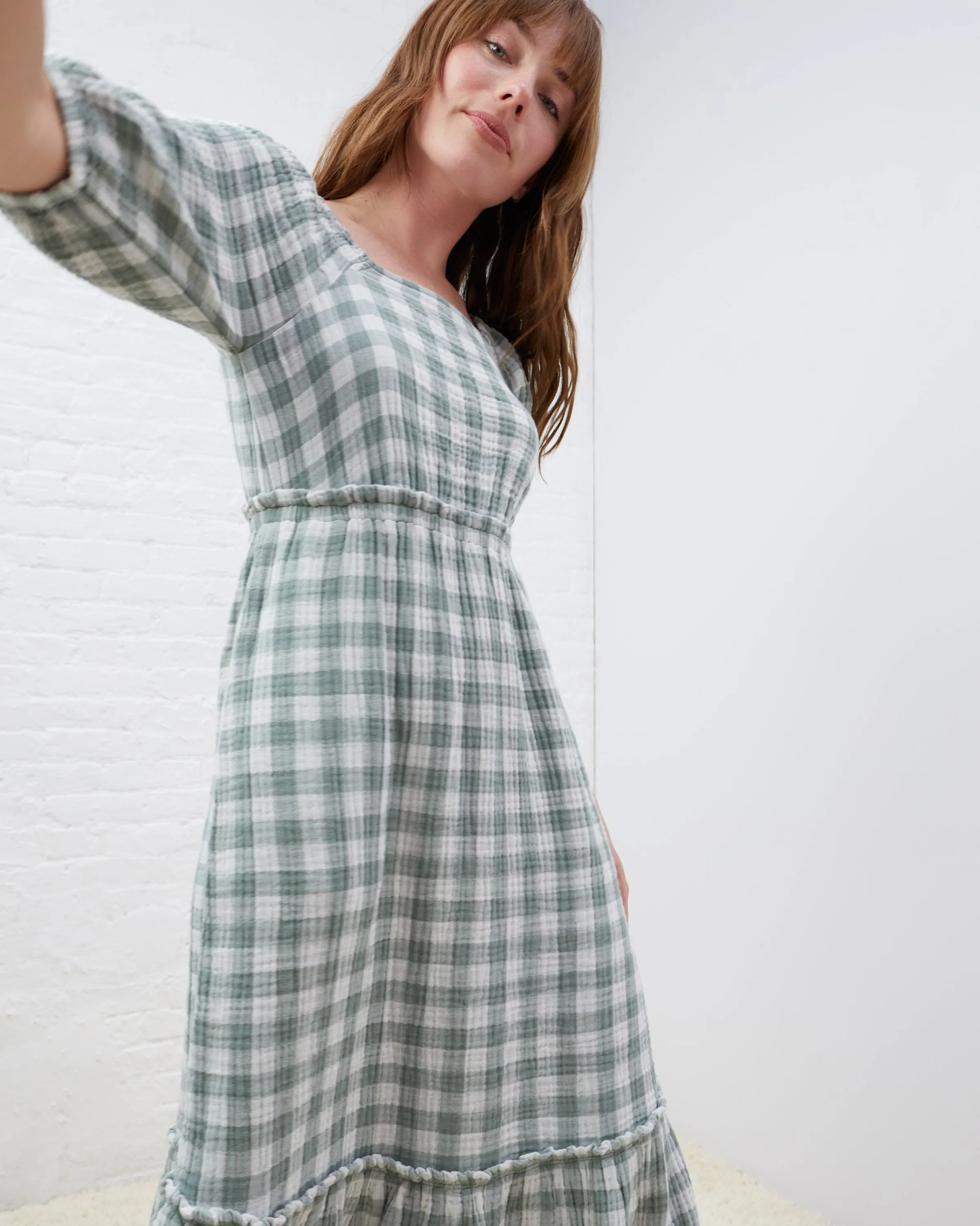 Coastal Cotton Gingham Maxi Dress sold by UpWest product image thumbnail 4