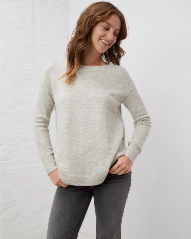 Comfy Curved Hem Crewneck Sweater sold by UpWest