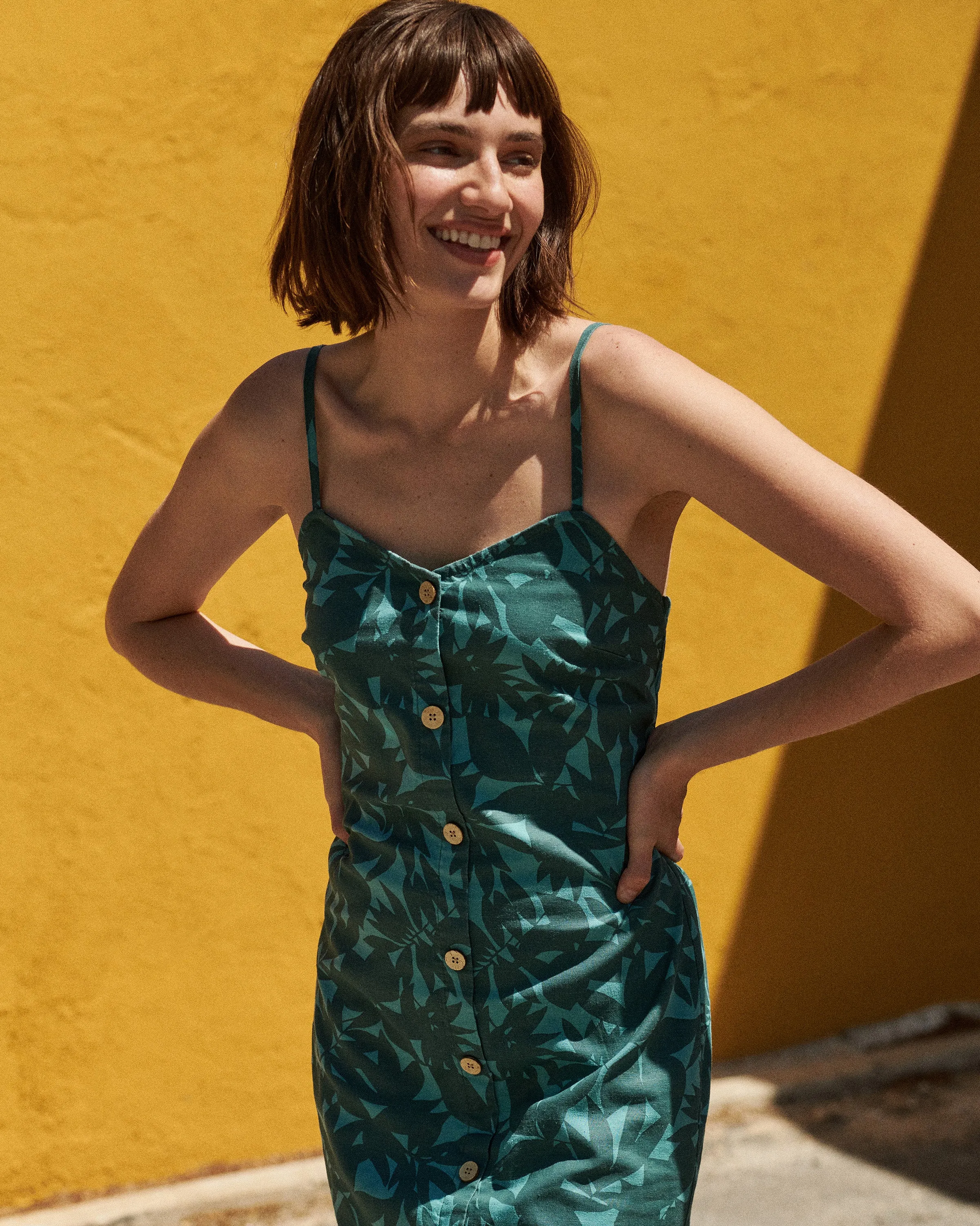 EcoHemp Palm Midi Sundress sold by UpWest