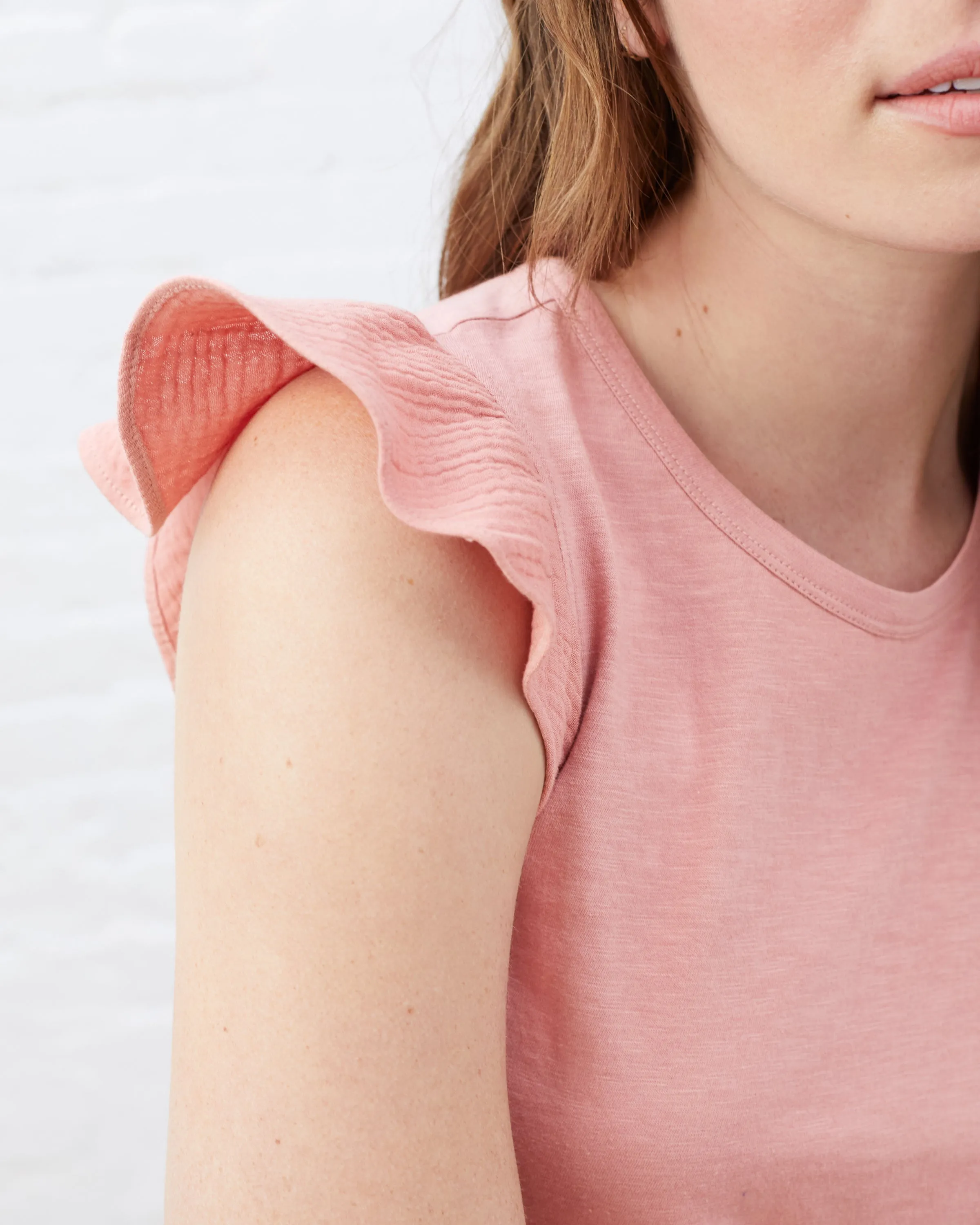 Mixed Fabric Flutter Sleeve Tee sold by UpWest product image thumbnail 3