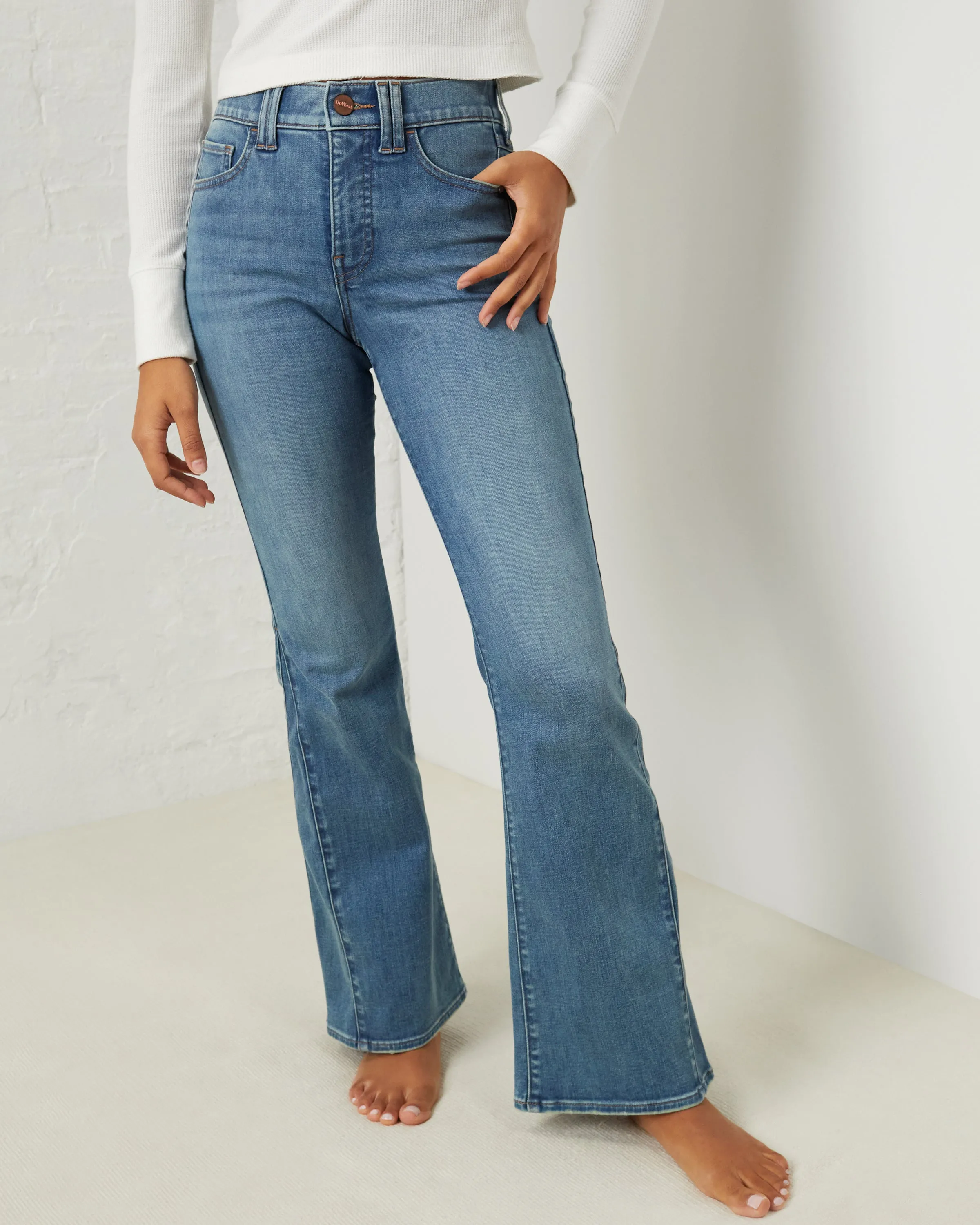 All-Day Flare Denim sold by UpWest