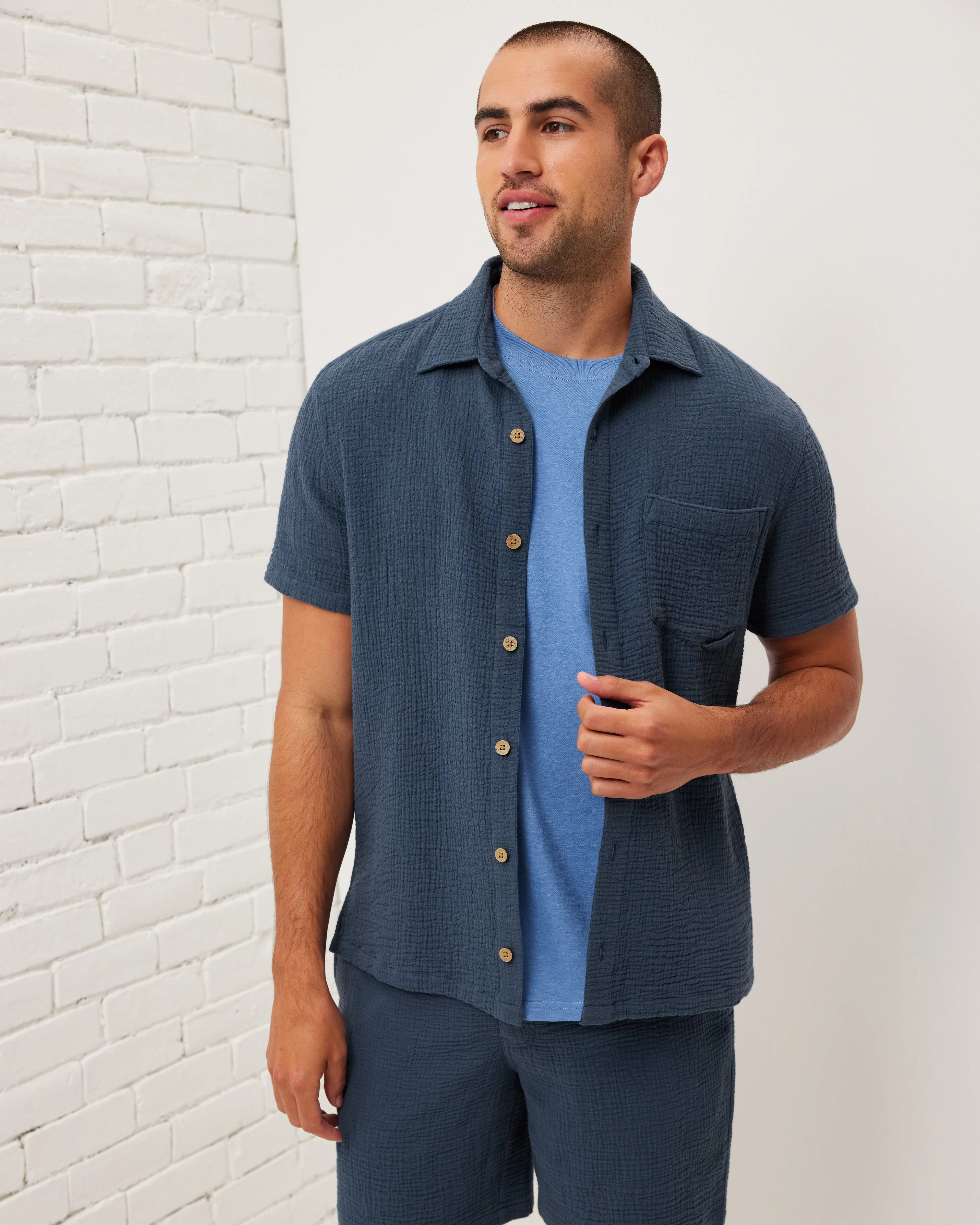 Coastal Cotton Button-Up Shirt sold by UpWest