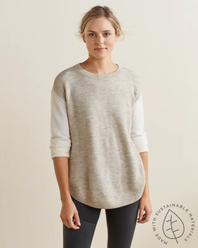 Oversized Curved Hem Crewneck Sweater sold by UpWest