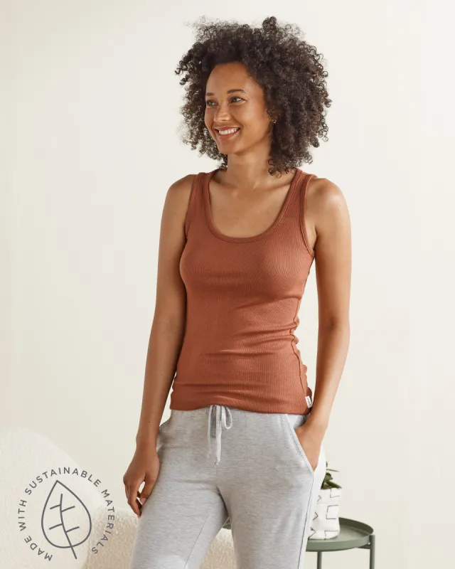 Straight-Hem Ribbed Layering Tank sold by UpWest