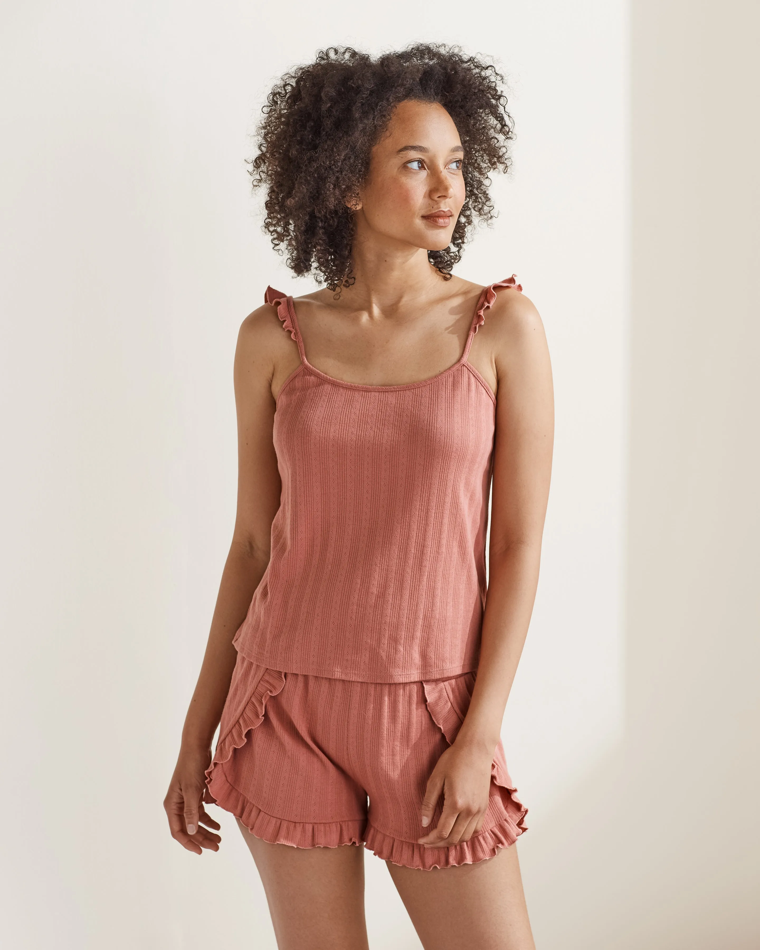 Ruffle Sleep Tank sold by UpWest