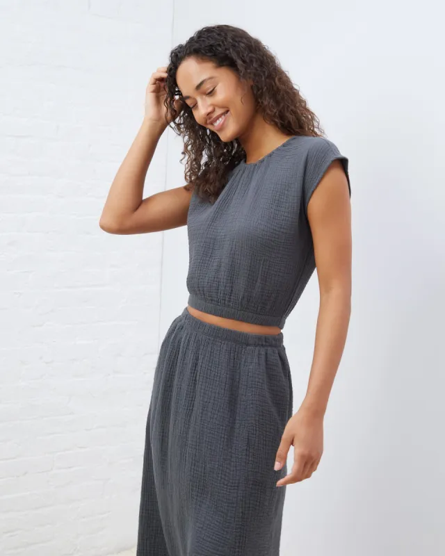 Cinched Hem Coastal Cotton Top sold by UpWest