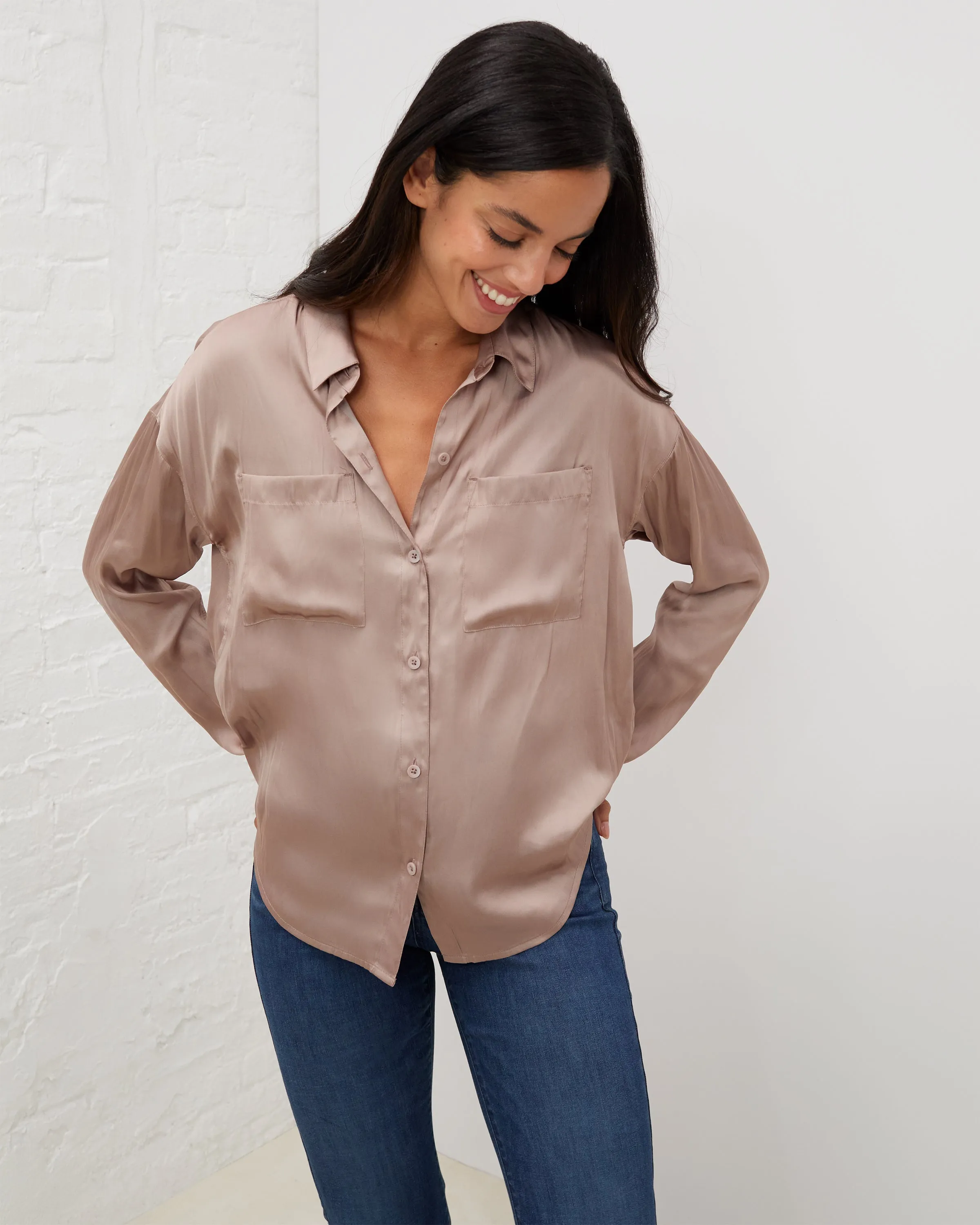 Crinkle Satin Button-Down sold by UpWest product image thumbnail 5